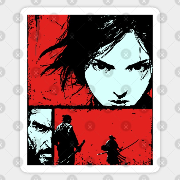 Samurai Revenge - Retro Japanese Chanbara Movie Art Magnet by TuncGK